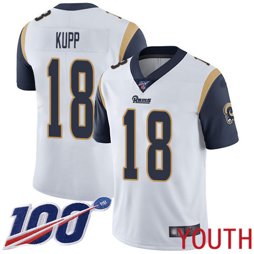 Los Angeles Rams Limited White Youth Cooper Kupp Road Jersey NFL Football #18 100th Season Vapor Untouchable->youth nfl jersey->Youth Jersey